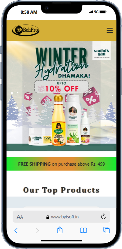 Behpro Website Mobile View