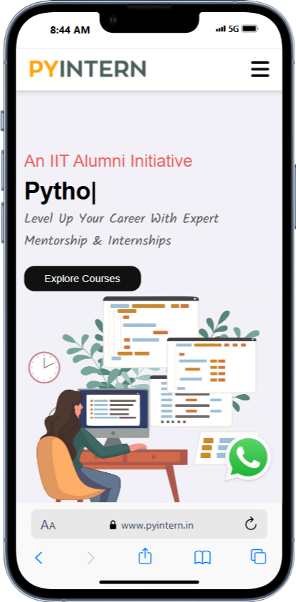 Pyinter website mobile View